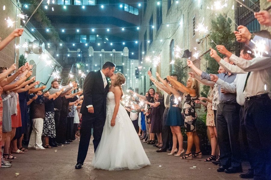 Mining Exchange wedding sparkler exit